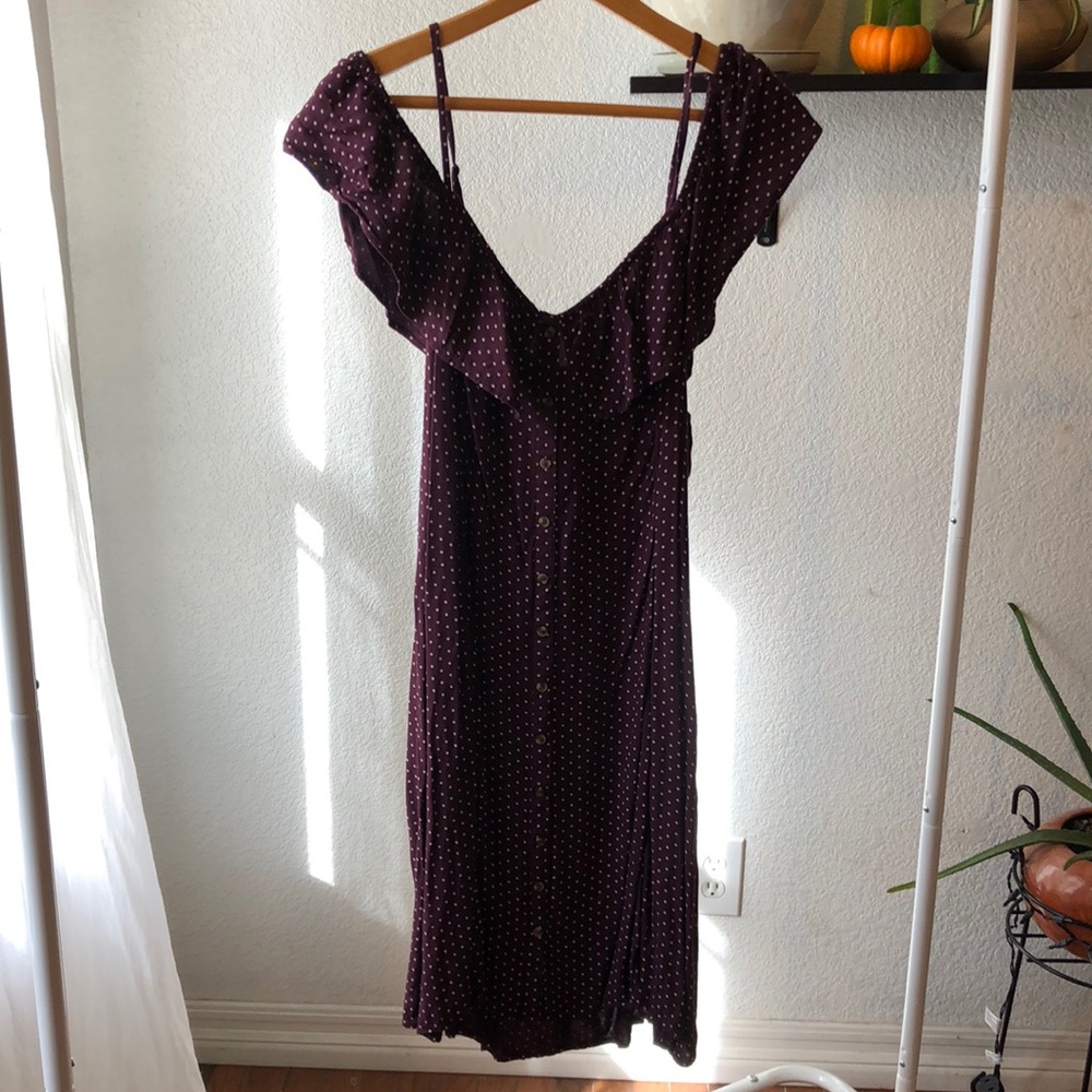 American Eagle Outfitters Burgundy Polka Dot Minidress